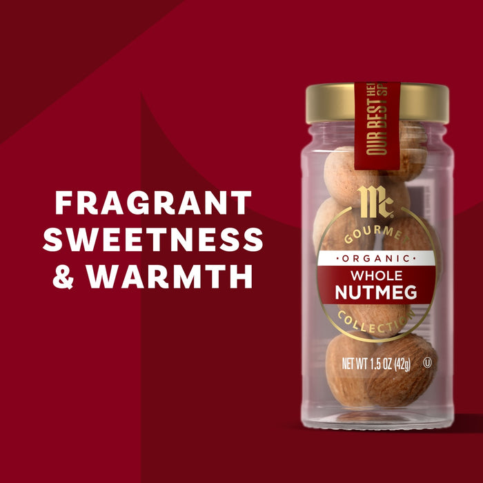 McCormick Whole Nutmeg offers fragrant sweetness and warmth.