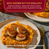 McCormick's Miso Brown Butter Scallops recipe features seared scallops, Japanese sweet potato puree, miso brown butter, and grated nutmeg.