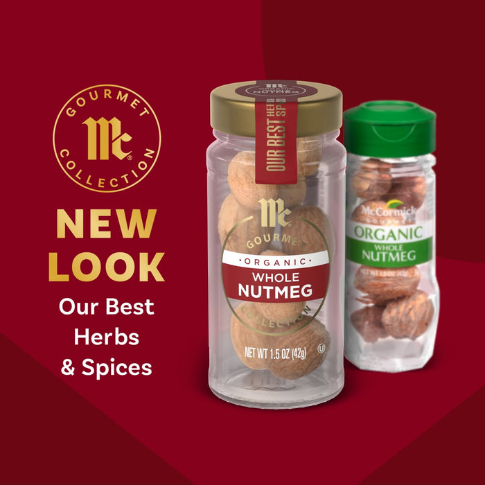 McCormick Gourmet Collection showcases its new look for its best herbs and spices, featuring whole nutmeg.