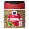 A jar of McCormick Marjoram Leaves.