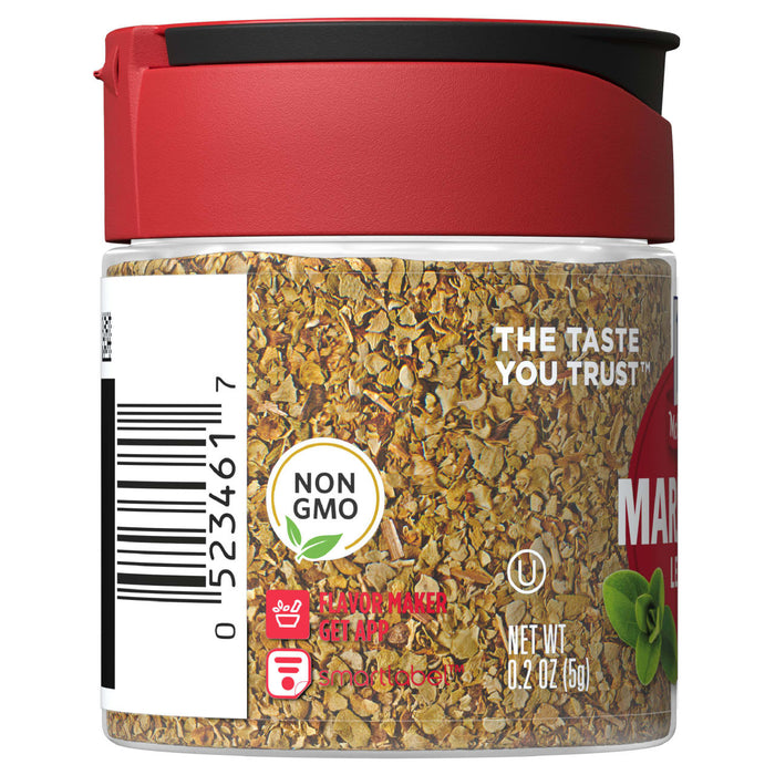 A jar of McCormick Flavor Maker Marjoram.