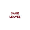The text SAGE LEAVES is displayed in a burgundy color.