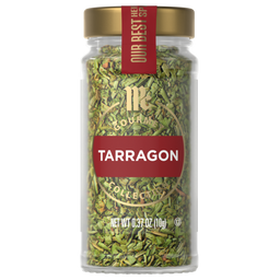 A jar of McCormick Tarragon seasoning.