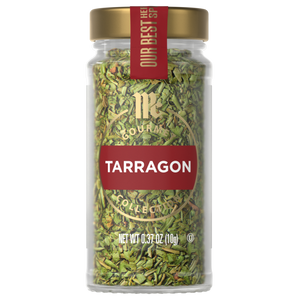 A jar of McCormick Tarragon seasoning.