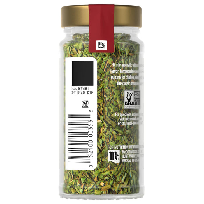 A jar of McCormick Italian Herb Seasoning is shown with a gold lid and a red label.