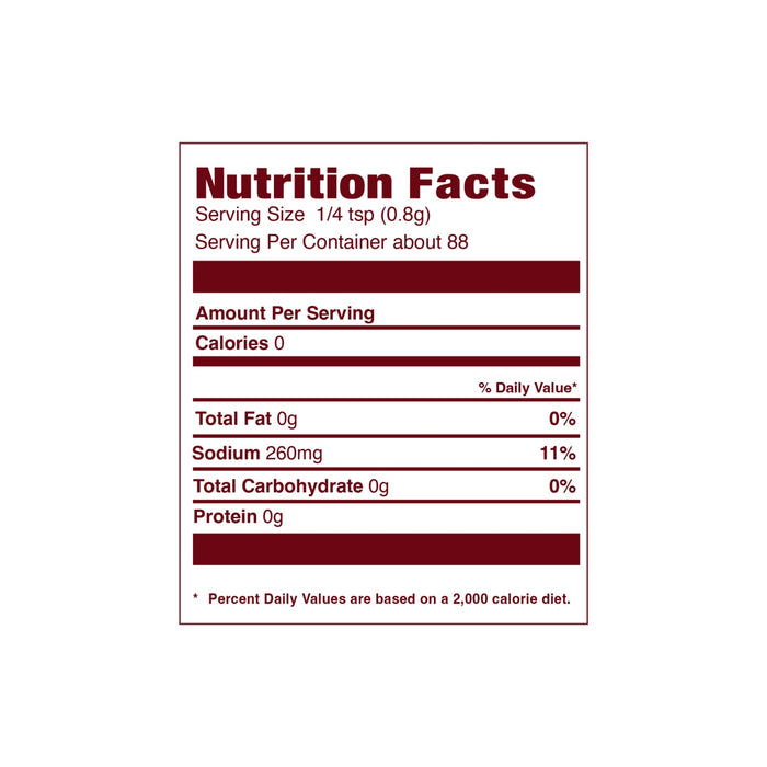 The nutrition facts label for Mccormick Gourmet Celery Salt Seasoning Seasoned 2.5 Oz lists 0 calories and 260mg of sodium per 1/4 teaspoon serving.