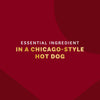 The image highlights an essential ingredient in a Chicago-style hot dog.