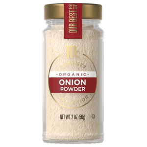 A jar of Our Best Bites Organic Onion Powder.