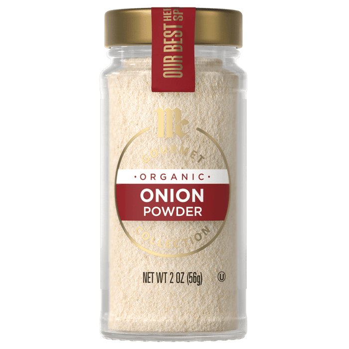 A jar of Our Best Bites Organic Onion Powder.