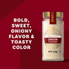 A jar of The Spice Lab onion powder is displayed, highlighting its bold, sweet, oniony flavor and toasty color.