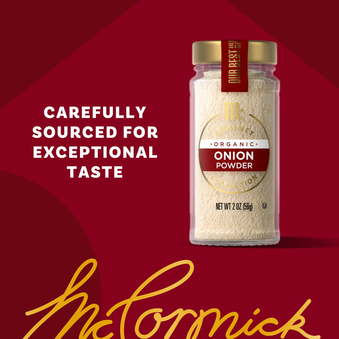 McCormick's ad showcases their carefully sourced onion powder for exceptional taste.