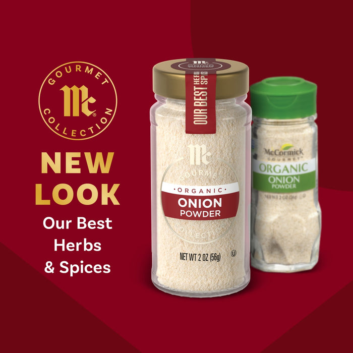 McCormick is showcasing their new look for their best herbs and spices, including onion powder.