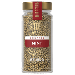 A jar of McCormick Organic Mint.
