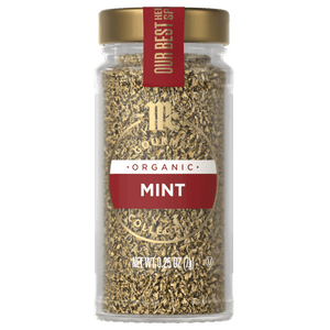 A jar of McCormick Organic Mint.