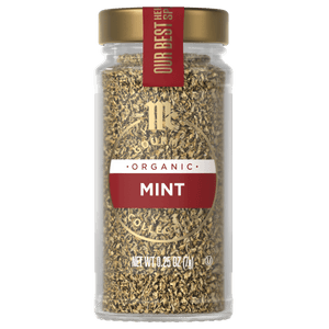 A jar of McCormick Organic Mint.