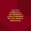 The image suggests pairing the product with lamb to provide a refreshing contrast to the meat's richness.