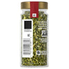 A jar of McCormick dried parsley is shown, featuring the product's packaging and barcode.