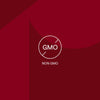 A non-GMO logo on a red background indicates the product does not contain genetically modified organisms.