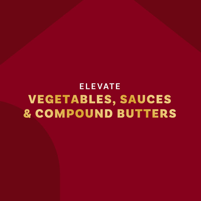 The image promotes elevating vegetables, sauces, and compound butters.