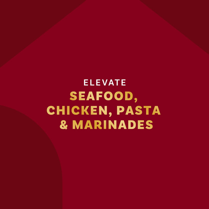 This image promotes the idea of elevating seafood, chicken, pasta, and marinades.