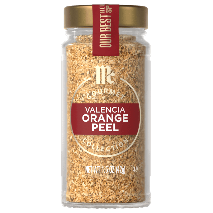 A jar of McCormick Valencia Orange Peel.