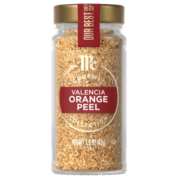 A jar of McCormick Valencia Orange Peel.