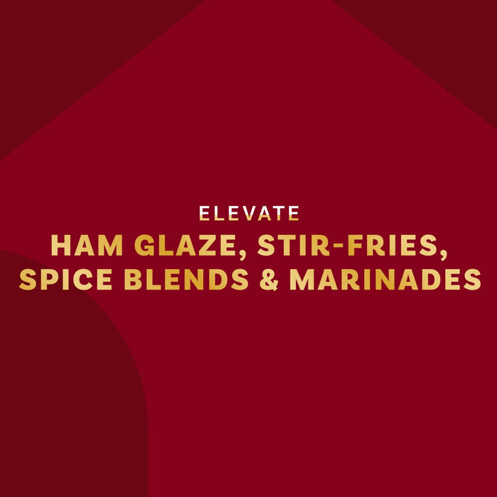 This image promotes the use of a product to elevate ham glaze, stir-fries, spice blends, and marinades.