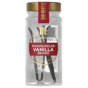 A jar of McCormick Madagascar Vanilla Beans.