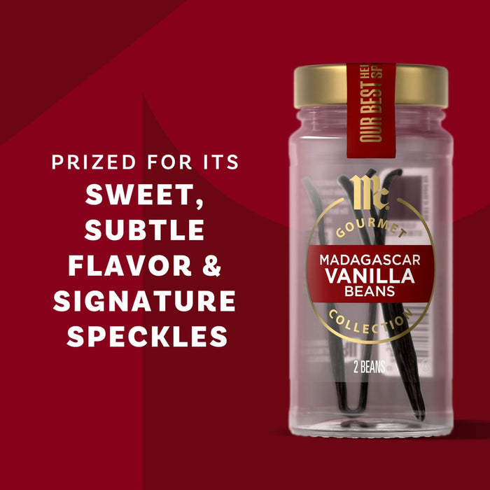 This is a jar of Nielsen-Massey Madagascar Vanilla Beans, prized for their sweet, subtle flavor and signature speckles.