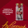A jar of McCormick Madagascar Vanilla Beans is displayed with the text Carefully sourced for exceptional taste.