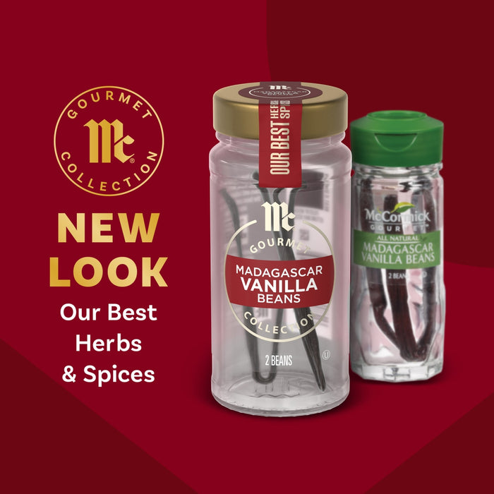 McCormick Gourmet Collection features a new look for their best herbs and spices, including Madagascar vanilla beans.
