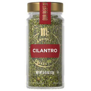 A jar of McCormick Cilantro spice.