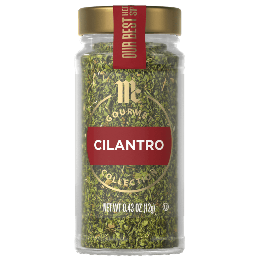 A jar of McCormick Cilantro spice.