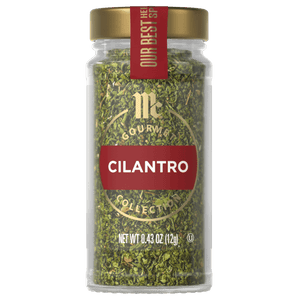 A jar of McCormick Cilantro spice.