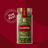 McCormick Gourmet Cilantro, part of the Our Best Collection, is displayed in a glass jar with a gold lid.