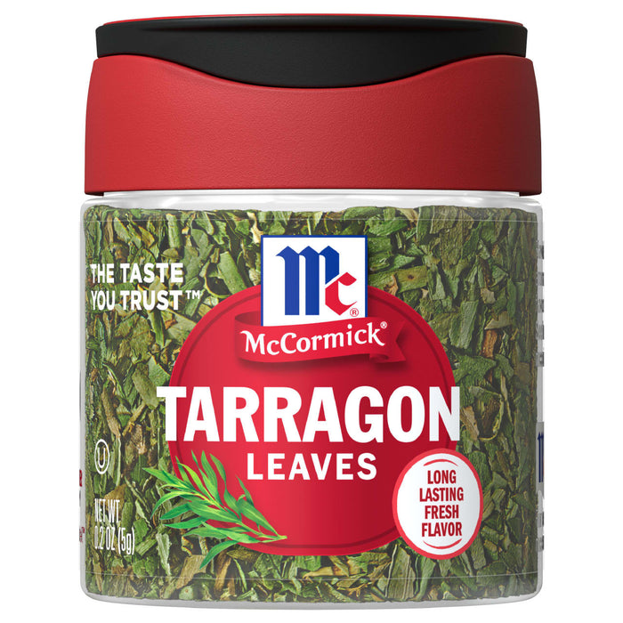 A jar of McCormick Tarragon Leaves.