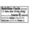 Nutrition facts label for a product with 0 calories per serving.
