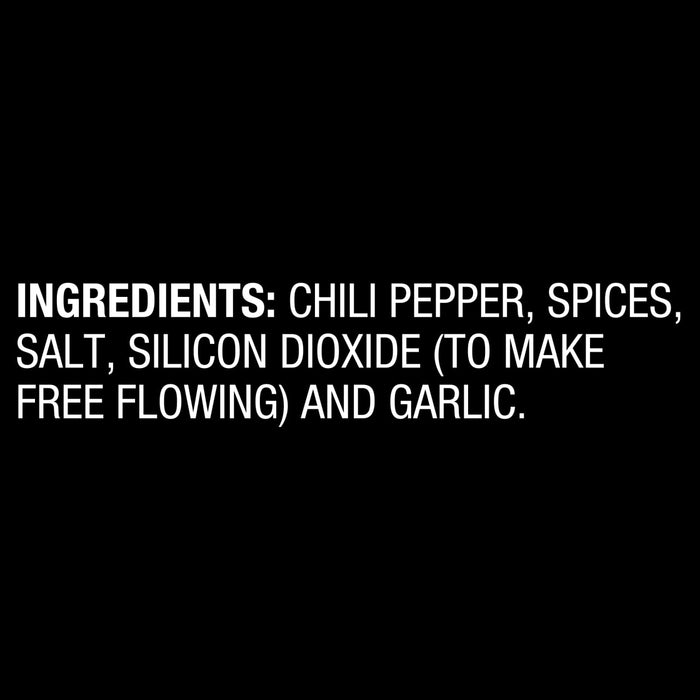 A list of ingredients for a chili pepper product.