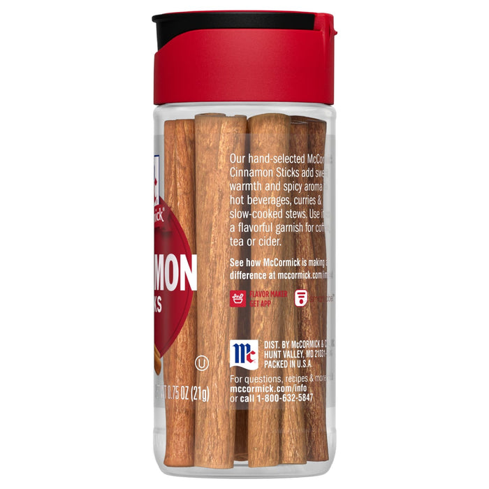 A jar of McCormick Cinnamon Sticks.