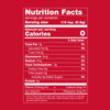This is a nutrition facts label showing that a 1/4 tsp serving contains 0 calories, 0% total fat, 0% sodium, and 0% total carbohydrate.