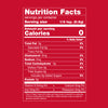 This is a nutrition facts label showing that a 1/4 tsp serving contains 0 calories, 0% total fat, 0% sodium, and 0% total carbohydrate.