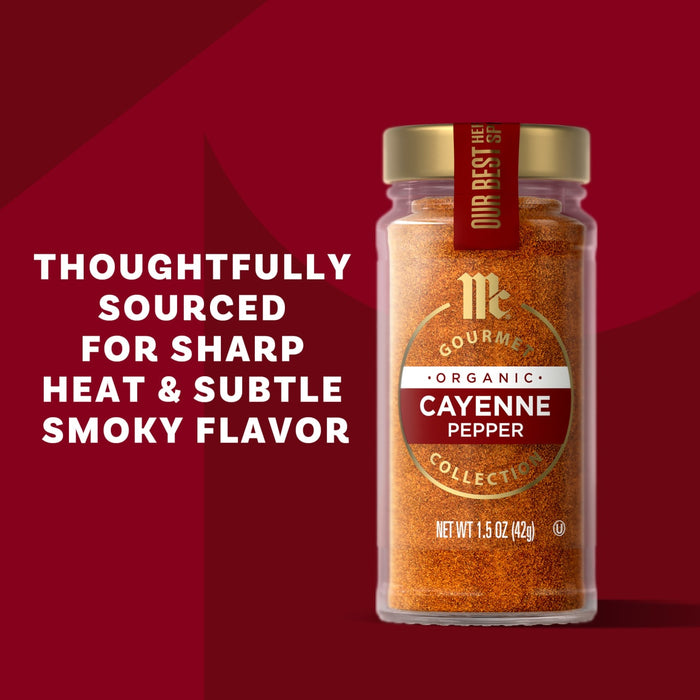 McCormick Gourmet Cayenne Pepper is thoughtfully sourced for sharp heat and subtle smoky flavor.
