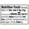Nutrition facts label for a product with 25 calories per serving.