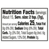 Nutrition facts label for a product with 25 calories per serving.