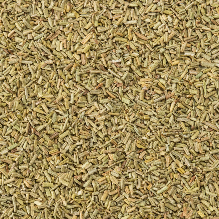 A close-up shows dried rosemary, commonly used as a culinary herb.