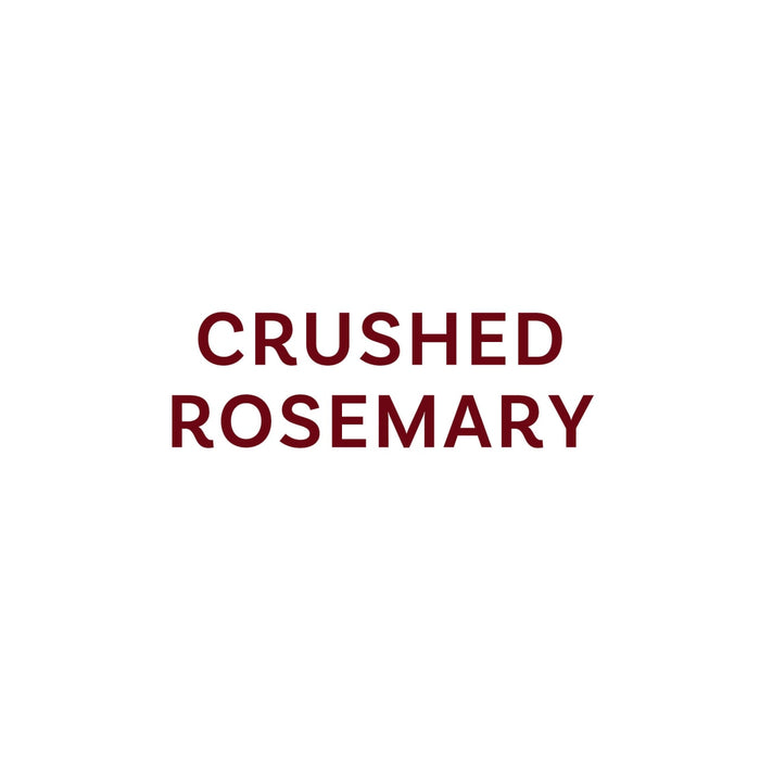 The text reads Crushed Rosemary in a dark red font.