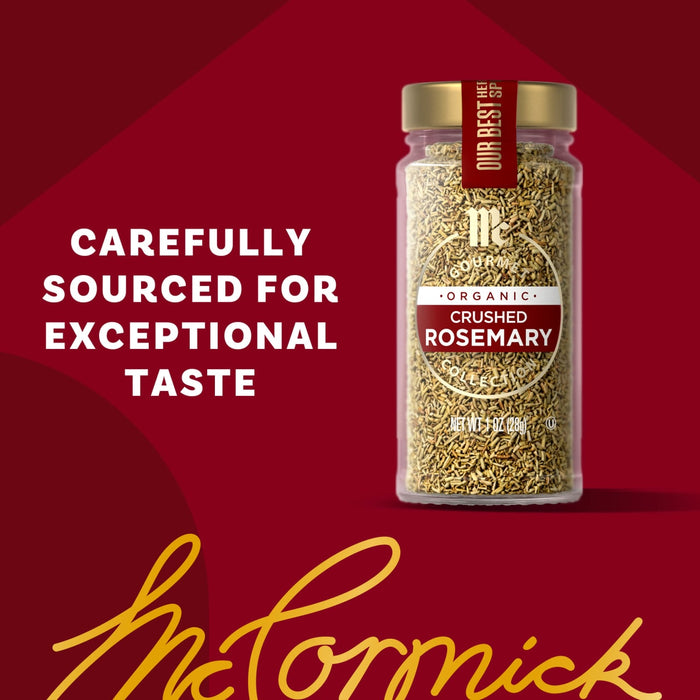 A jar of McCormick Crushed Rosemary is featured with the text Carefully sourced for exceptional taste.