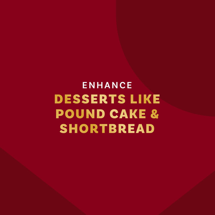 The image promotes enhancing desserts like pound cake and shortbread.