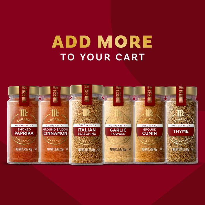 A collection of McCormick spices are displayed with the text Add More to Your Cart.