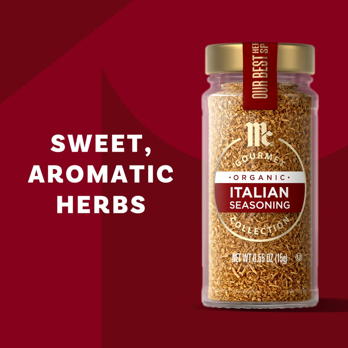 McCormick Organic Italian Seasoning features a blend of sweet, aromatic herbs.